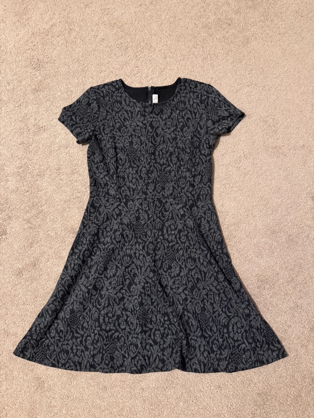 Women's Short-Sleeve Fit & Flare Dress in Dark Gray